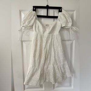 Elegant White Eyelet Kids Dress